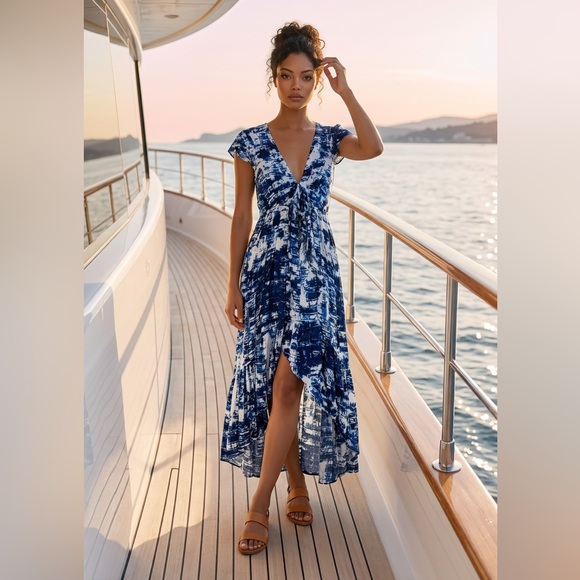 Vici Dresses & Skirts - New Vici Maxi Plunge Tie Front High-Low Sundress